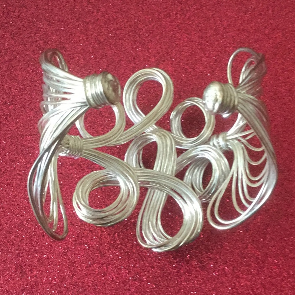 Silver Braided Bracelet Cuff - image 4